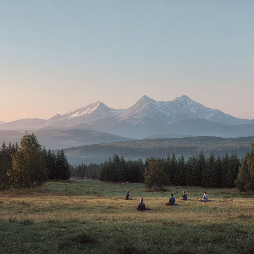 Група людей практикує йогу разом